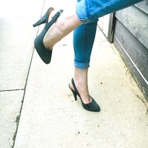 Boutique 9 Dark Gray Suede Slingback Heel Size 8
